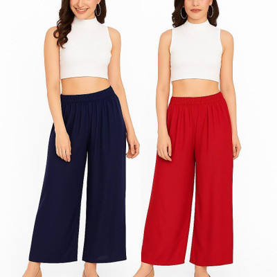 CMUNIQUECREATION Regular Fit Women Blue, Red Trousers