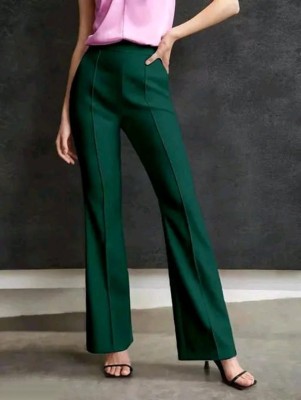 NISABIYA Regular Fit, Relaxed Women Green Trousers