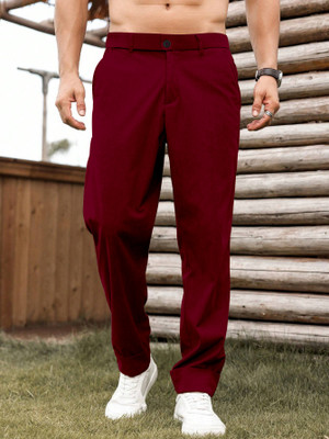 Rajovati Slim Fit Men Maroon Trousers