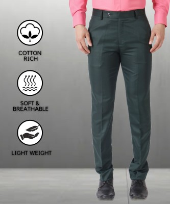 Maleno Slim Fit Men Dark Green Trousers