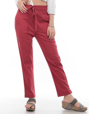 TRUELADY Regular Fit Women Maroon Trousers