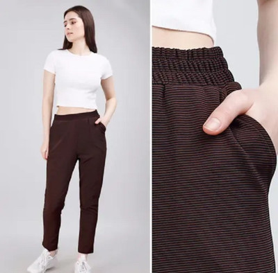 MIKUCHIKU Comfort Fit Women Grey Trousers