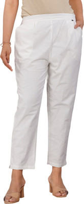 Zucii Regular Fit Women White Trousers