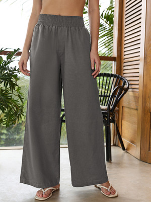 BEWAKOOF Flared Women Grey Trousers