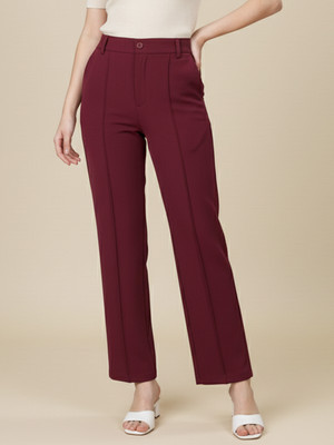 Moda Rapido Straight Fit Women Maroon Trousers