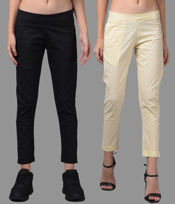 Dollar Missy Slim Fit Women Black, Beige Trousers