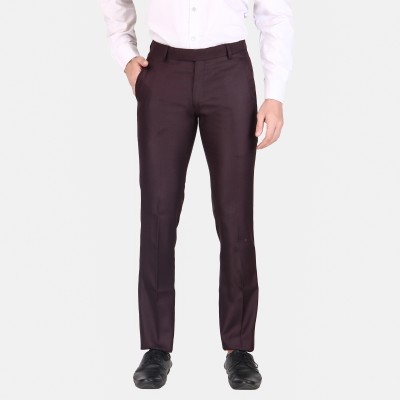 TRULYFEB Slim Fit Men Maroon Trousers