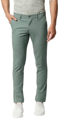 BASICS Slim Fit Men Green Trousers