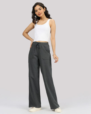 BlissClub Work-To-Wine Twill Pants Drawstring Patch Pocket - Tall Women Black Trousers