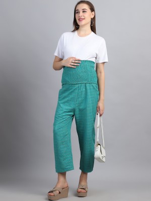 Moms Maternity Regular Fit Women Green Trousers