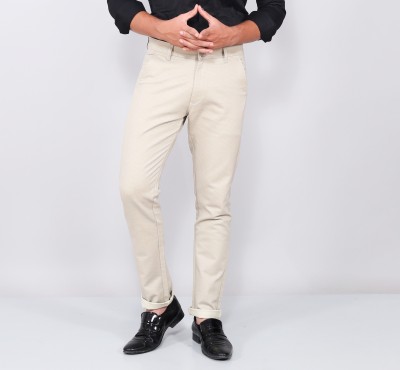 RAFFON Slim Fit Men Beige Trousers