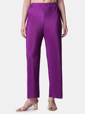 METRONAUT Relaxed Women Polyester Purple Trousers