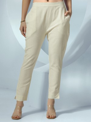 LIBAS Straight Fit Women White Trousers