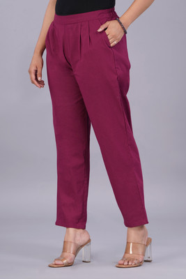 FINESTITCH Regular Fit Women Maroon Trousers
