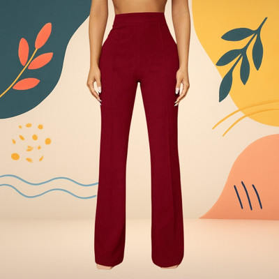 nitafashion Comfort Fit, Regular Fit Women Maroon Trousers