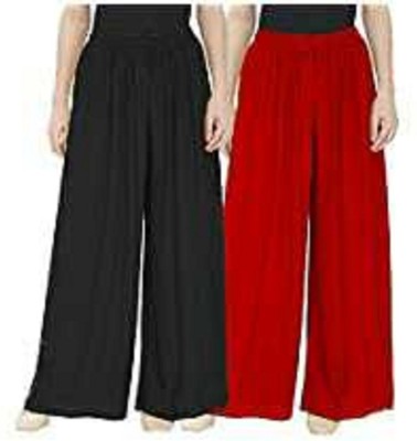 Vastrayuka Flared Women Black, Maroon Trousers