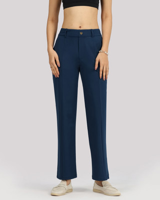 BlissClub Ultimate Straight Tailored Trousers - Tall Women Blue Trousers