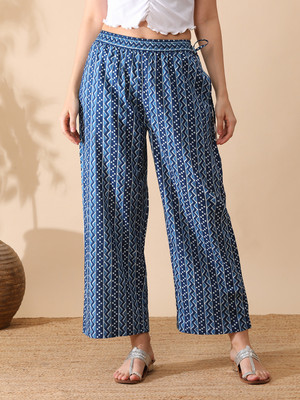 Globus Straight Fit Women Blue Trousers
