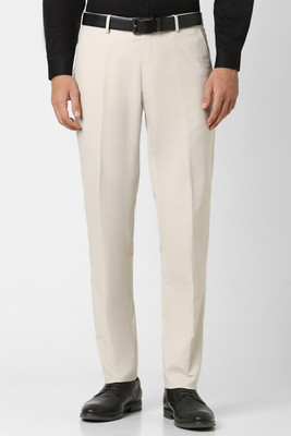 PETER ENGLAND Slim Fit Men Cream Trousers