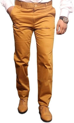 Breakthrough Slim Fit Men Gold Trousers