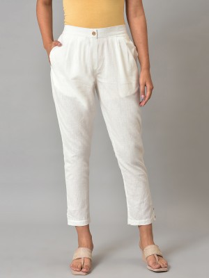 Aurelia Slim Fit Women White Trousers