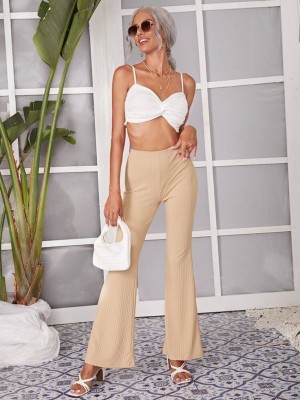 Amsterdam Flared Women Cream Trousers