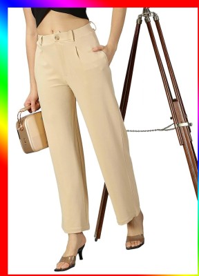 Lercrus Skinny Fit Women Beige Trousers