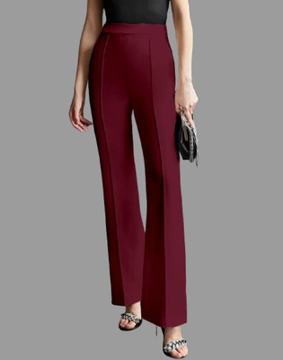 Tiki Regular Fit Women Maroon Trousers