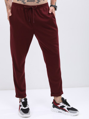 KETCH Structured Solid Men Maroon Track Pants