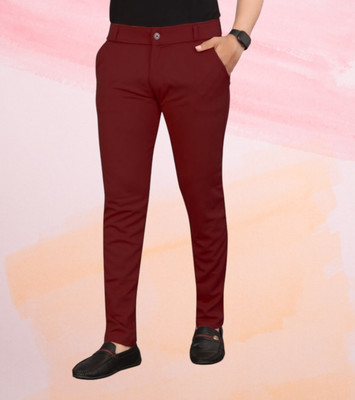 chirag enterprises Regular Fit Men Maroon Trousers