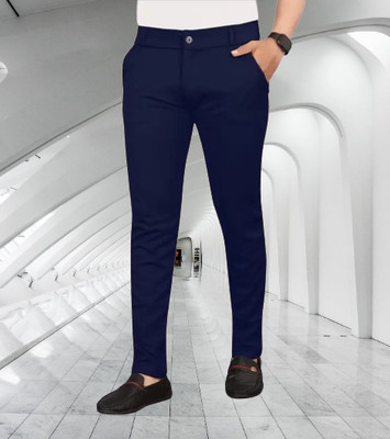 ISUEL FAB Slim Fit Men Dark Blue Trousers