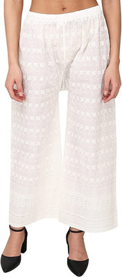 GORIYA Relaxed Women White Trousers