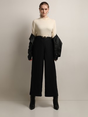 VERO MODA Straight Fit Women Black Trousers