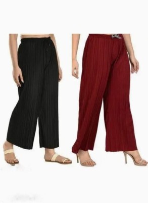 HAYAT EXIM Loose Fit Women Maroon, Black Trousers