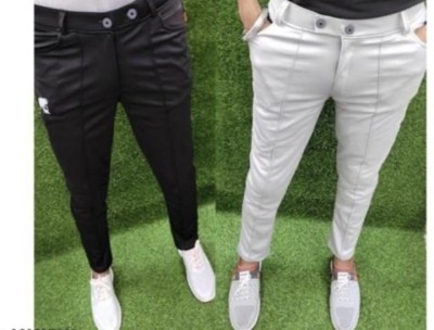 Rutvigarments Regular Fit Men White, Black Trousers