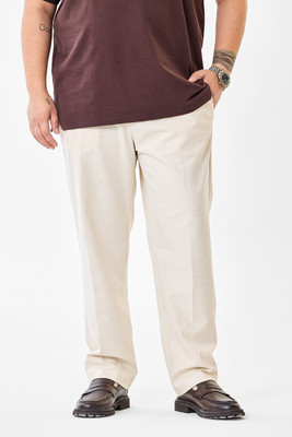 Snitch Regular Fit Men Cream Trousers