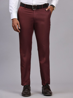 Mans Fab Regular Fit Men Maroon Trousers