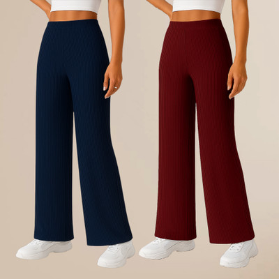 METRONAUT Comfort Fit Women Blue, Maroon Trousers