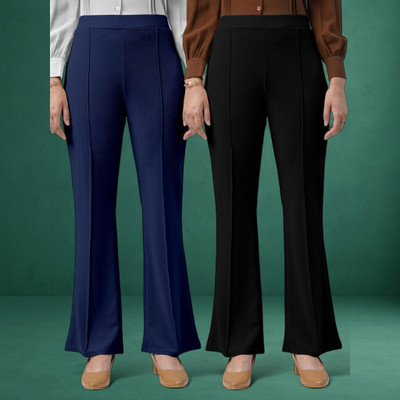 nitafashion Comfort Fit, Regular Fit Women Dark Blue, Black Trousers