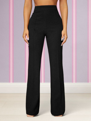 HOC Loose Fit Women Black Trousers
