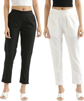 Silai Dhaga Regular Fit Women Black, White Trousers