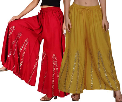 OMAAYA Comfort Fit Women Red, Yellow Trousers