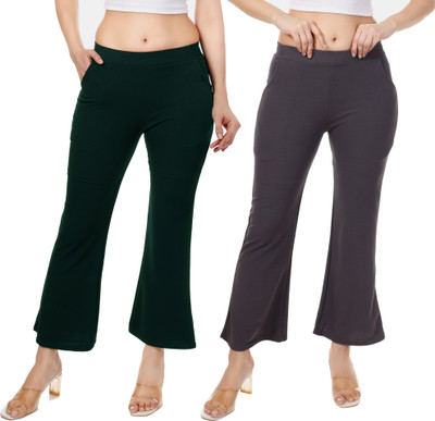 adibaba Regular Fit Women Green, Grey Trousers