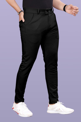 GIBBONTE Slim Fit Men Black Trousers