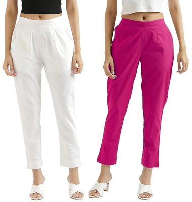 MODACasa Regular Fit Women Pink, White Trousers
