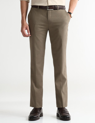 ARROW Regular Fit Men Brown Trousers