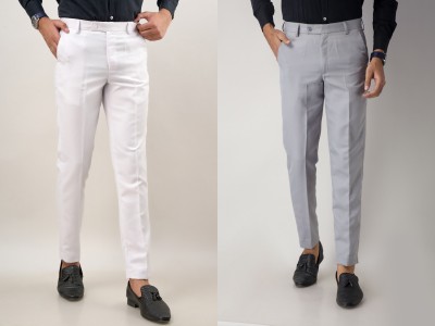 SEVEN HUNTERS Regular Fit Men White, Grey Trousers