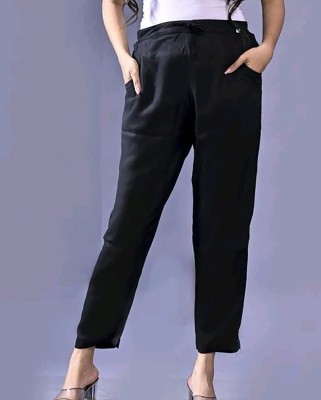 Outerwear Regular Fit Women Black Trousers