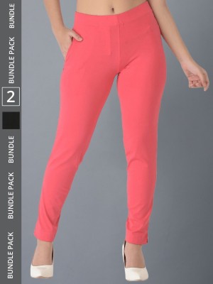 Dollar Missy Slim Fit Women Pink Trousers