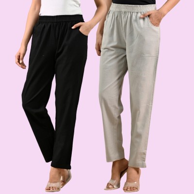 SAAV Regular Fit Women Black, Grey Trousers